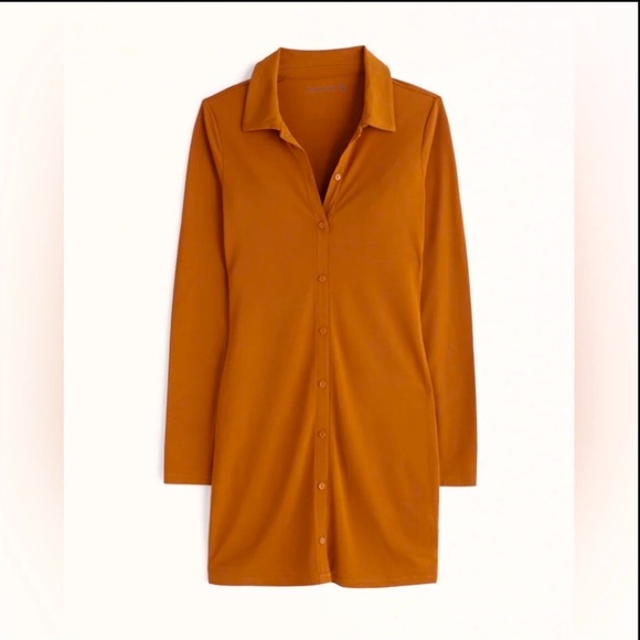 NWT A&F Abercrombie Women’s shirtdress rust size small tall s long sleeve fall - Picture 2 of 7